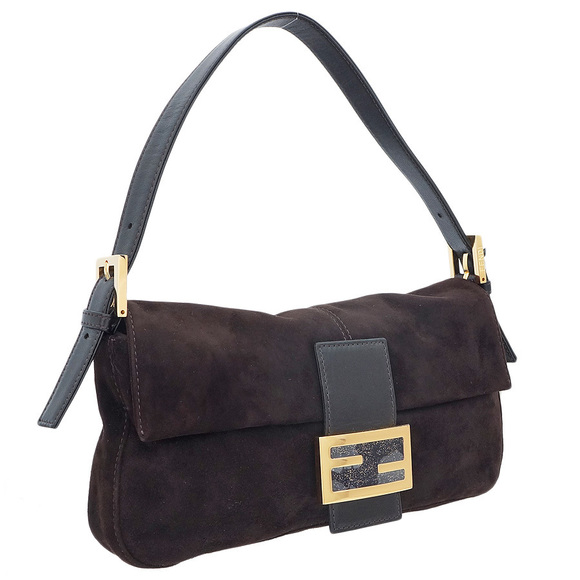 Fendi Handbags - Fendi Mamma Bucket Bag Suede Leather Brown